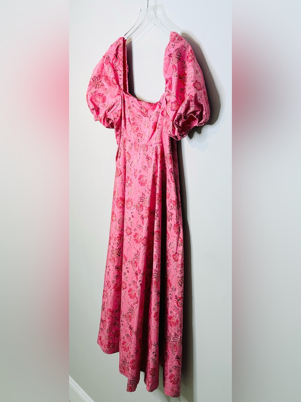 Hill House Matilda Pink Pimlico Floral Ikat Dress with Puff Sleeves NWT - Picture 7 of 15